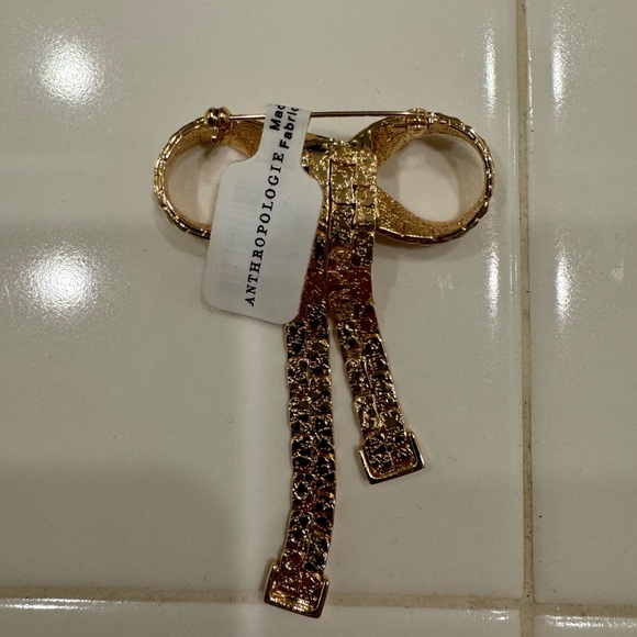 Nwt Anthropologie Gold Nugget Ribbon Brooch - Picture 3 of 6